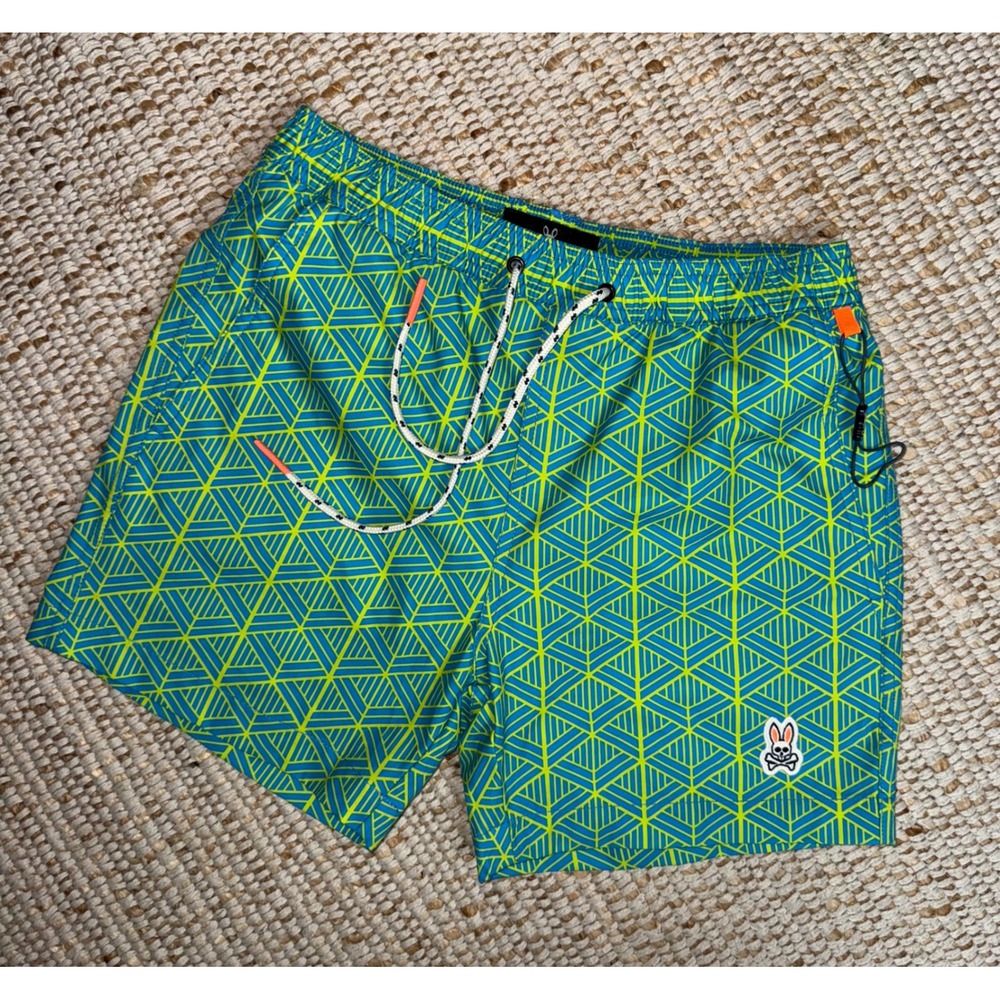 Psycho Bunny Neon Pink Swim/Board Trunks  Pockets Drawstring Shorts Logo Size|XS